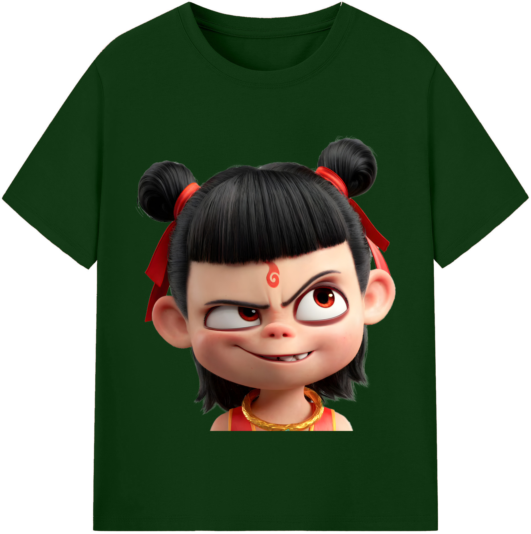 （画像用） Ne Zha 2 ナタ 魔童の大暴れ 綿100％半袖Tシャツ（フロントプリント）
